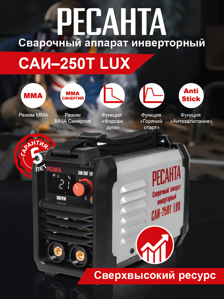 Сварочный аппарат инверторный РЕСАНТА САИ-250T LUX - купить в г. Краснодар